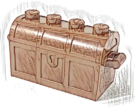 Container, Treasure Chest with Slots in Back and (Same Color) Thick Hinge Curved Lid (4738a / 4739a)