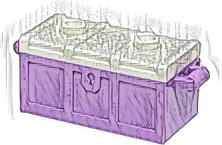 Container, Treasure Chest with Slots in Back and White Flat Lid (4738a / 80835)
