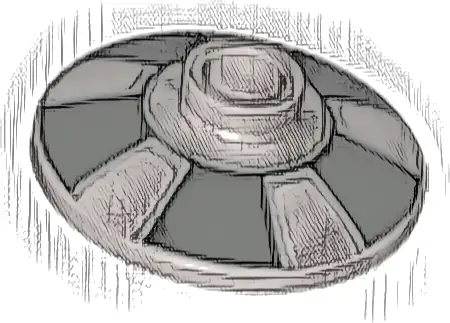 Dish 2 x 2 Inverted (Radar) with Black Trapezoids Hubcap Pattern
