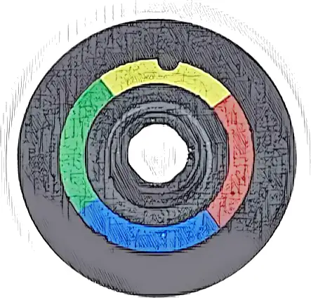Dish 2 x 2 Inverted (Radar) with Red, Yellow, Green and Blue Quarter Arcs Pattern