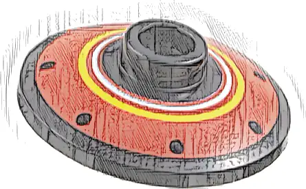 Dish 2 x 2 Inverted (Radar) with Dots and White and Yellow Rings on Red Background Pattern