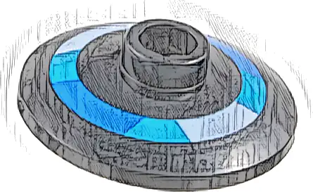 Dish 2 x 2 Inverted (Radar) with Blue, Medium Azure, and Bright Light Blue Ring Pattern