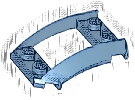Wedge 4 x 3 Open with Cutout and 4 Studs