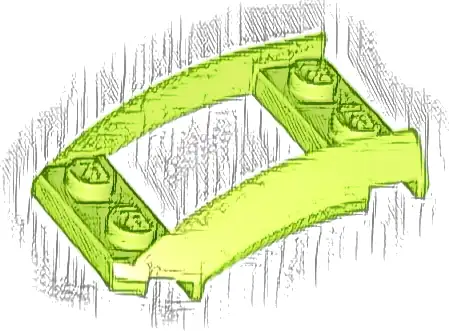 Wedge 4 x 3 Open with Cutout and 4 Studs