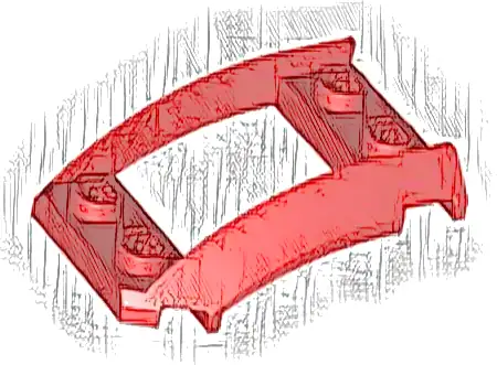 Wedge 4 x 3 Open with Cutout and 4 Studs