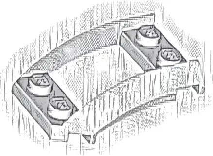 Wedge 4 x 3 Open with Cutout and 4 Studs