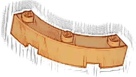 Brick, Round Corner 4 x 4 Macaroni with 3 Studs