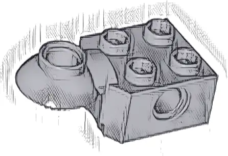 Technic, Brick Modified 2 x 2 with Pin Hole and Rotation Joint Ball Half Horizontal