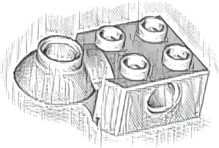 Technic, Brick Modified 2 x 2 with Pin Hole and Rotation Joint Ball Half Horizontal