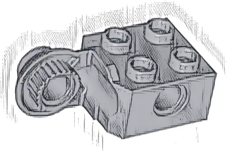 Technic, Brick Modified 2 x 2 with Pin Hole and Rotation Joint Ball Half Vertical