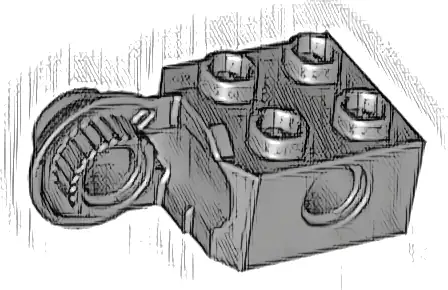 Technic, Brick Modified 2 x 2 with Pin Hole and Rotation Joint Ball Half Vertical