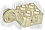 Część LEGO® 48171 Technic, Klocek Zmodyfikowany 2 x 2 z Otworem na Pin i Pionową Połówką Kuli Zawiasowej