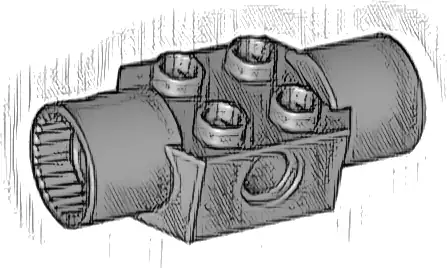Technic, Brick Modified 2 x 2 with Pin Hole and 2 Rotation Joint Sockets
