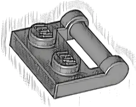 Plate, Modified 1 x 2 with Bar Handle on Side - Closed Ends