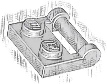 Plate, Modified 1 x 2 with Bar Handle on Side - Closed Ends