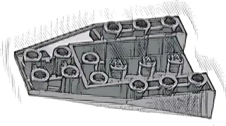 Wedge 6 x 4 Triple Inverted with Connections between 4 Studs