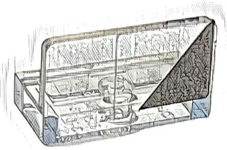 Panel 1 x 2 x 1 with Black Triangle Corner on Transparent Background Pattern Model Left Side (Sticker) - Set 76912