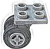 Plate, Modified 2 x 2 Thin with Dual Wheels Holder - Split Pins with Light Bluish Gray Wheels with Slot and Black Tires (4870 / 34337 / 59895)