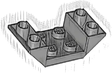 Slope, Inverted 45 4 x 2 Double with 2 x 2 Cutout
