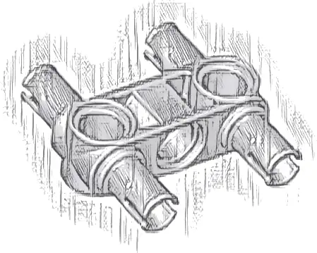 Technic, Pin Connector Perpendicular 3L with 4 Pins