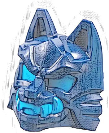 Minifigure, Headgear Mask Wolf with Knot on Back with Molded Dark Azure Eyes, Teeth, and Head Wrap Pattern