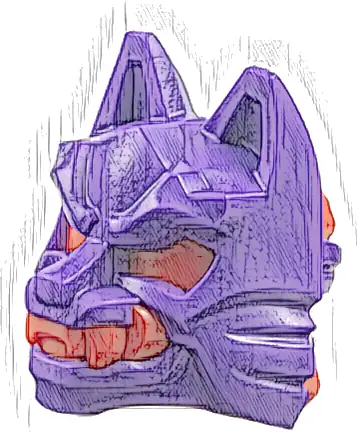 Minifigure, Headgear Mask Wolf with Knot on Back with Molded Red Eyes, Teeth, and Head Wrap Pattern