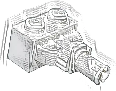 Technic, Brick Modified 1 x 2 with Rotation Joint Pin