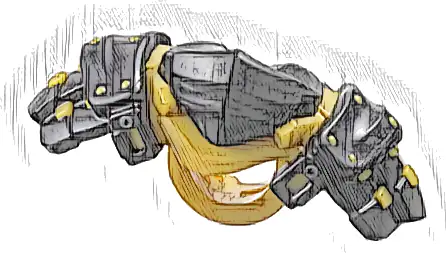 Część LEGO® 4923pb01 Minifigurka, pancerz naramienniki i bandana z odlewanymi złotymi nitami i pochwą na 2 katany, wzór