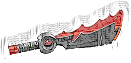 Minifigure, Weapon Sword with Molded Trans-Red Pommel, Jewel in Hilt, and Trailing Edge Pattern (Rageblade)