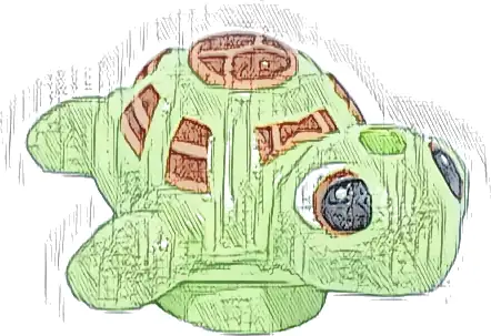 Turtle, Friends Style, Baby with Black Eyes and Reddish Brown and Medium Nougat Shell Pattern