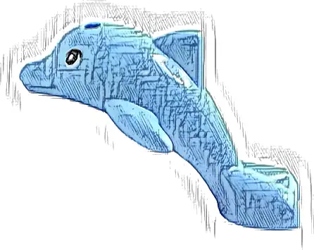 Dolphin, Friends Style, Baby Jumping with Black and White Eyes, Upper Eyelids Pattern