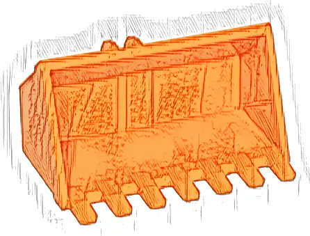 Vehicle, Digger Bucket 7 Teeth 3 x 6, Rise Inside with Locking 2 Finger Hinge