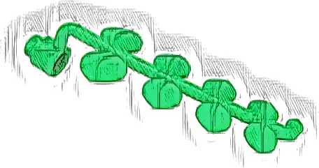 Duplo, Plant Vine Bent with Leaves and Stud Receptacle on End