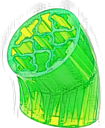 Brick, Round 3 x 3 D. 45 degrees Elbow with Axle Holes