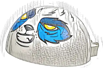 Windscreen 6 x 6 x 3 Canopy Half Sphere with Dual 2 Fingers with Panda Face with Blue and Dark Blue Fur, Bright Light Orange Eyes, Black Nose and Mouth Pattern