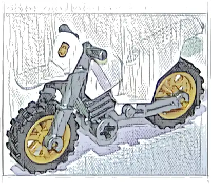 Motorcycle Dirt Bike with Flat Silver Chassis and Pearl Gold Wheels with Gold Badge Pattern (Sticker) - Set 60137