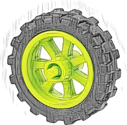 Wheel 15mm D. x 6mm City Motorcycle with Black Tire 21mm D. x 6mm City Motorcycle (50862 / 50861)