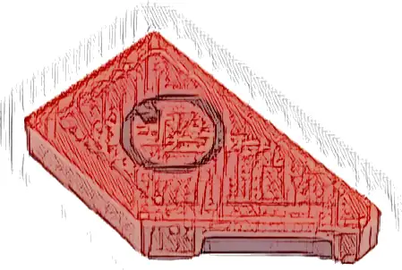 Tile, Modified 1 x 2 Wedge Right with Dark Red Circle Pattern (Sticker) - Set 76934