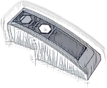 Slope, Curved 3 x 1 with White and Light Bluish Gray Hexagons and Lines on Black Background Pattern Model Left Side (Sticker) - Set 75324