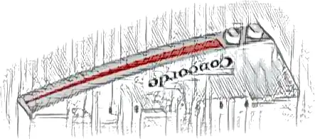 Wedge 10 x 3 Left with Black 'Concorde' and Red Triangle / Tapered Stripe Pattern