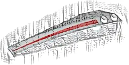 Wedge 10 x 3 Right with Black 'Concorde' and Red Triangle / Tapered Stripe Pattern
