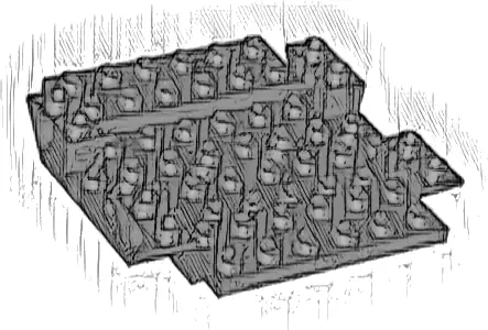 Aircraft Fuselage Middle Bottom 8 x 8 with 4 Holes and 4 Pin Holes