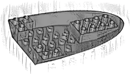 Aircraft Fuselage Forward Bottom Curved 6 x 10 with 3 Holes and 2 Pin Holes