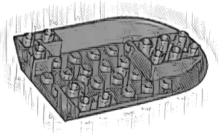 Aircraft Fuselage Forward Bottom Curved 6 x 8 with 2 Holes and 2 Pin Holes