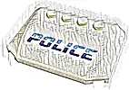 Część LEGO® 52031pb169 Klin 4 x 6 x 2/3 Potrójnie Zakrzywiony z Jasnoniebieskim i Niebieskim 'POLICE' Wzór (Naklejka) - Zestaw 60316