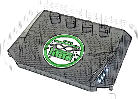 Wedge 4 x 6 x 2/3 Triple Curved with Green Trash Can with Black Mask and Splotches Pattern (Sticker) - Set 60316