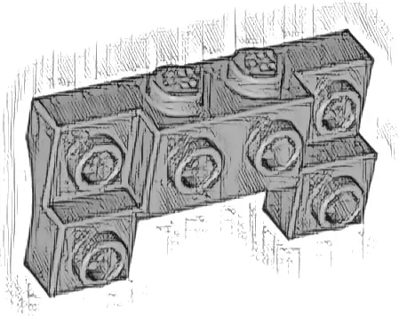 Brick, Modified 2 x 4 - 1 x 4 with 2 Recessed Studs and Thick Side Arches