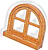 Część LEGO® 5260 Okno 1 x 4 x 3, zaokrąglony szczyt z 4 szybami i parapetem