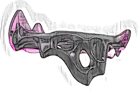 Minifigure Armor Shoulder Pads Tattered with Spikes and Holes with Marbled Trans-Dark Pink Pattern