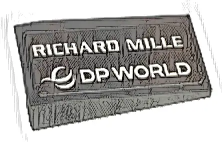 Slope 18 2 x 1 x 2/3 with White 'RICHARD MILLE' and DP WORLD Logo Pattern Model Right Side (Sticker) - Set 76919